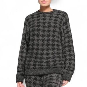 SKIMS Cozy Fuzzy Knit Sweater | Black & Charcoal | Size S/M | NWOT